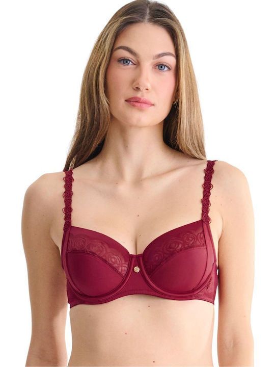 Burgundy Bra without Padding with Underwire