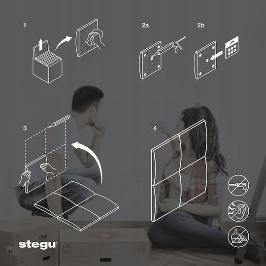 3D Стенен Панел От Дунапрен Самозалепващ / С Лепило Сив 60x30 см.