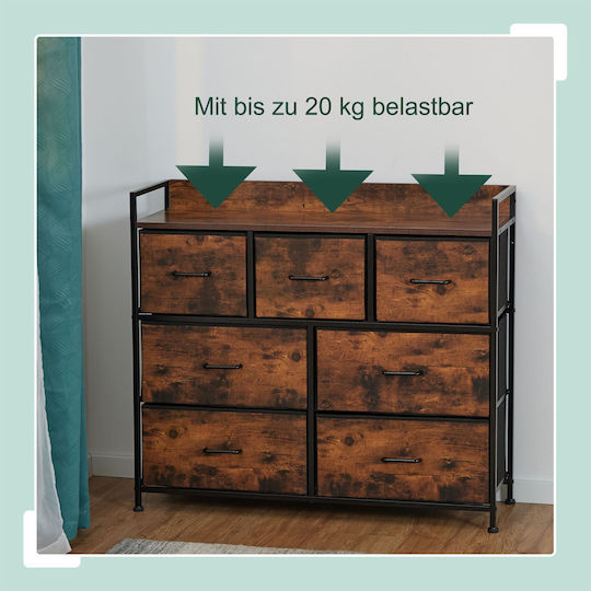 Comodă de Depozitare din Lemn, Metal și Material Textil L100xLăț30,5xÎ85cm