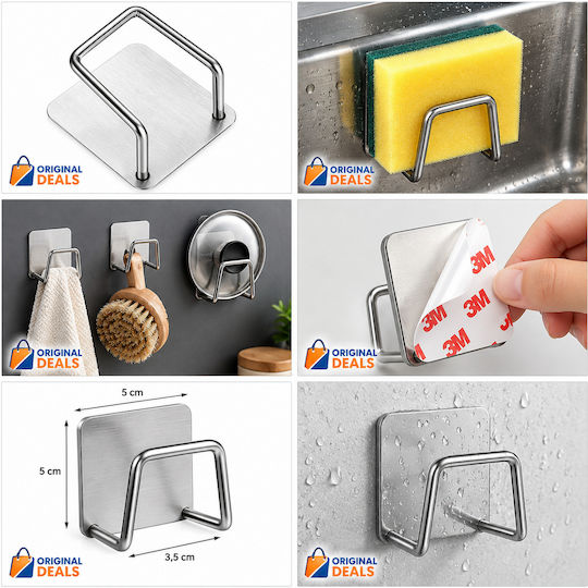 Suport pentru Burete din Oțel Inoxidabil Gri 5x3.5cm