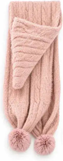 Women's Set with Knitted Beanie in Pink
