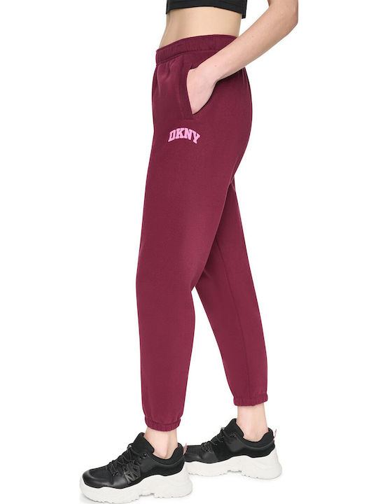 Pantaloni de trening cu Elastic Fleece Maro Ciocolatiu