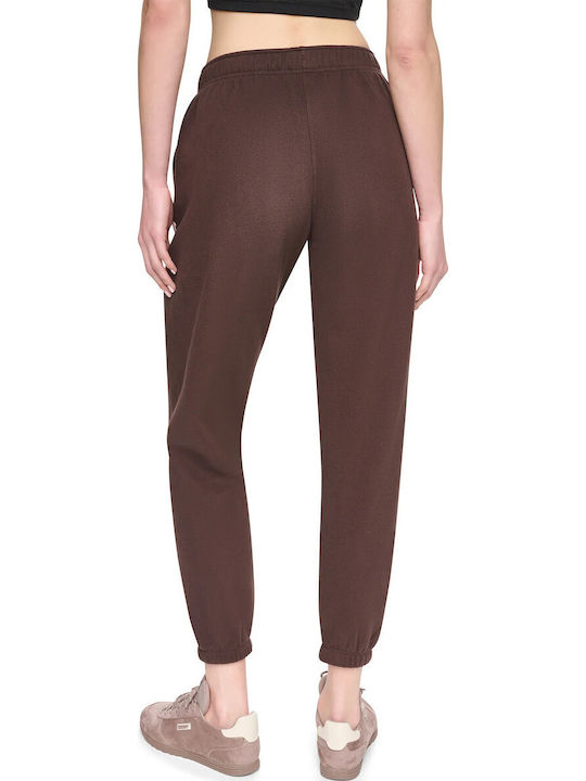 Pantaloni de trening cu Elastic Fleece Maro Ciocolatiu