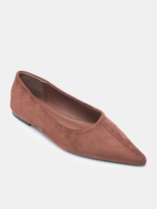 Women's Pointed Toe Brown Ballerina Shoes