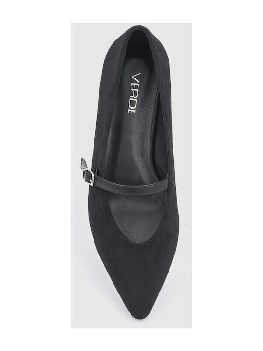 Damen-Ballerinas Spitz zulaufend mit Riemchen / Riemchenverschluss Schwarz