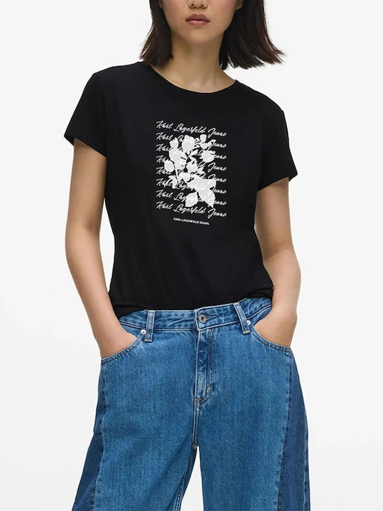 Karl Lagerfeld Damen-T-Shirt Floral Black