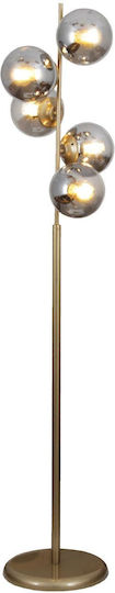 SteweHome Lampadar de Podea H200xL30cm Negru și Auriu