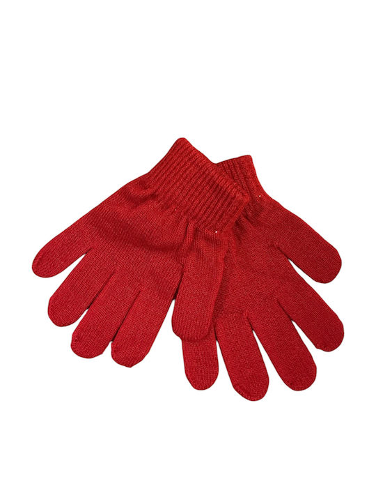 Gestrickte Rote Kinderhandschuhe