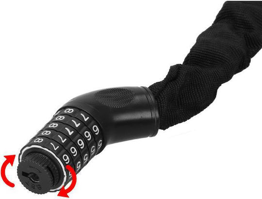 Bicycle Scooter Anti-theft Lock Combination Lock Length 98 Cm Steel Black