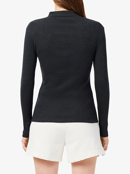 Lacoste Winterliches Damen-Baumwollshirt Langärmelig Darkgray