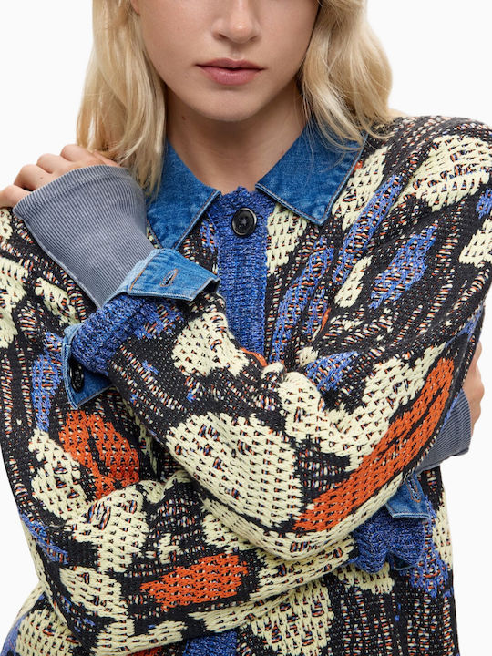 Women's Knitted Cardigan with Buttons Blue