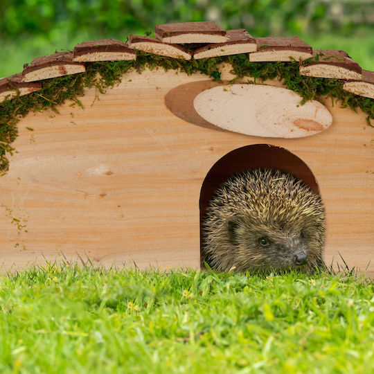 Relaxdays Hedgehog House Straw Metal Frame Brown-green 40 X 30 X 25 Cm
