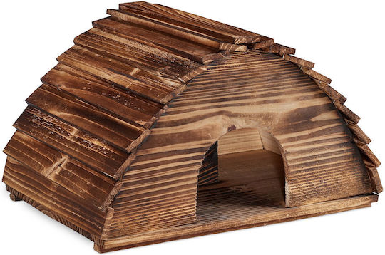 Relaxdays Brown Straw Hedgehog House Metal Frame 40 X 30 X 30 Cm