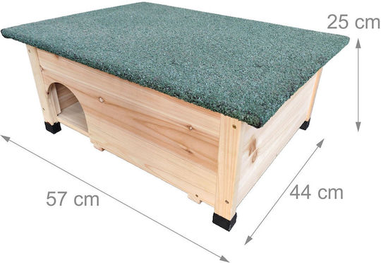 Casă Pentru Arici Relaxdays 10052239_126 Din Lemn De Pin, Rezistentă La Intemperii, Cu Acoperiș Din Bitum, Intrare Tip Labirint Anti-pisici, Podea Verde, Culoare Naturală, 25 X 57 X 44 Cm