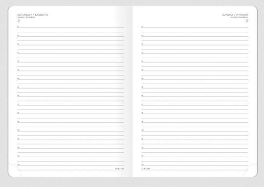 The Writing Fields Softline Writing Fields Daily Diary A4 2027 Grey Leather 21x29cm