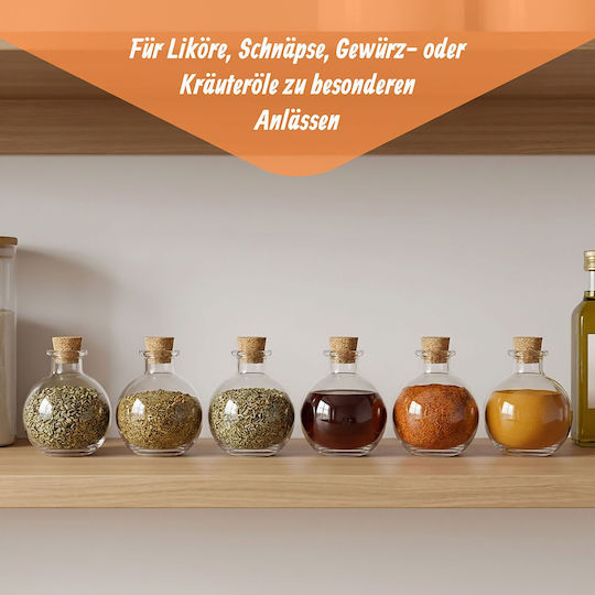 Set 6 Glass Bottles Relaxdays Stopper Transparent Light Brown 6x