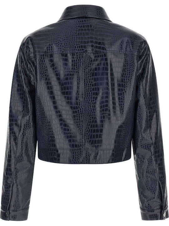 Дамско кожено байкър яке Dark Blue