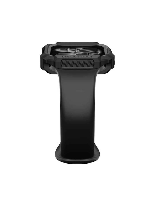 Spigen Rugged Armor Silikonhülle in Schwarz für Apple Watch 12 46 mm