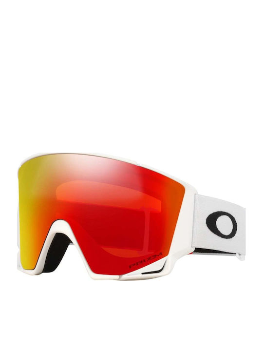 Oakley Mască de Schi și Snowboard pentru Adulți, Albă cu Lentilă Roz
