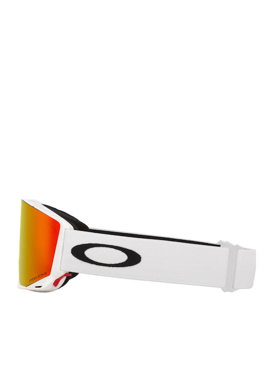 Oakley Mască de Schi și Snowboard pentru Adulți, Albă cu Lentilă Roz