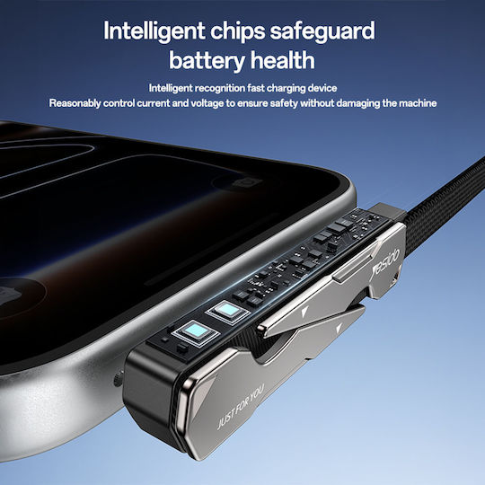 Yesido Плетен Кабел USB-C мъжки - USB-C 60W Черен 1m