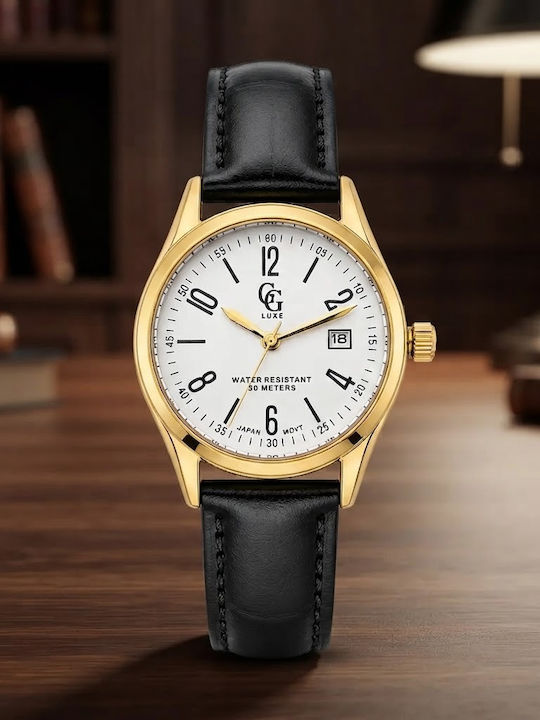 GG Luxe Timeless Ceas de Damă cu Cuarț și Curea din Piele Neagră GG Luxe Timeless Ceas de Damă cu Cuarț și Curea din Piele Neagră