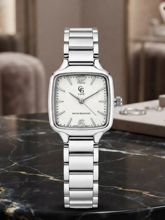 GG Luxe Opaline Ceas Dama 26mm cu Baterie și Brățară din Oțel Argintiu GG Luxe Opaline Ceas Dama 26mm cu Baterie și Brățară din Oțel Argintiu