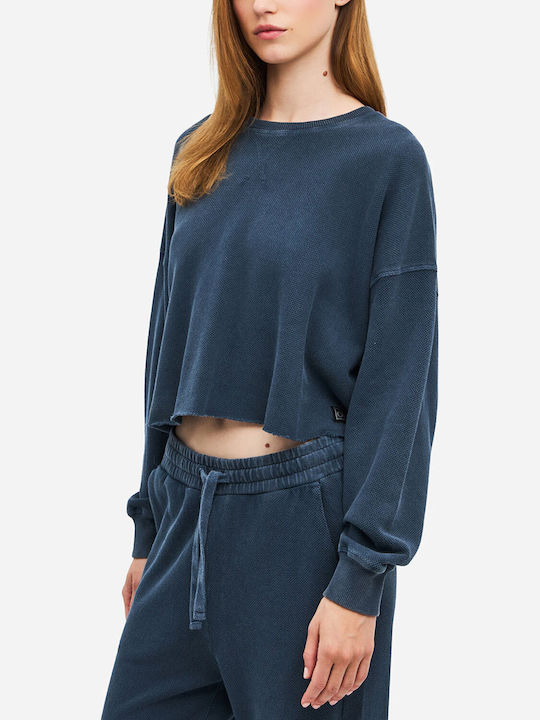 Bluză Damă din Polar de Iarnă Vintage Blue