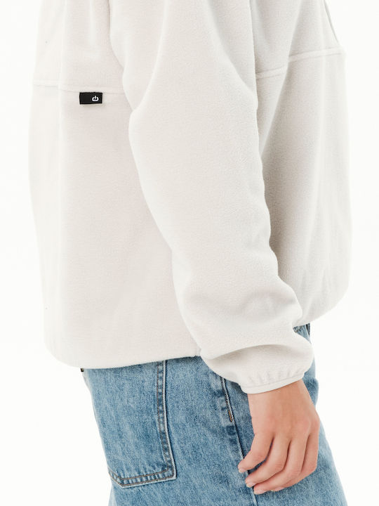 Χειμερινή Γυναικεία Fleece Μπλούζα με Φερμουάρ Clay White