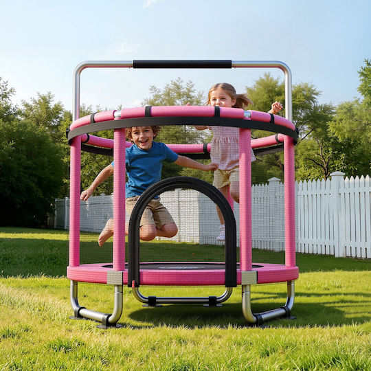 Vevor Kids Trampoline, 142 cm Diameter, with Safety Net, Pink