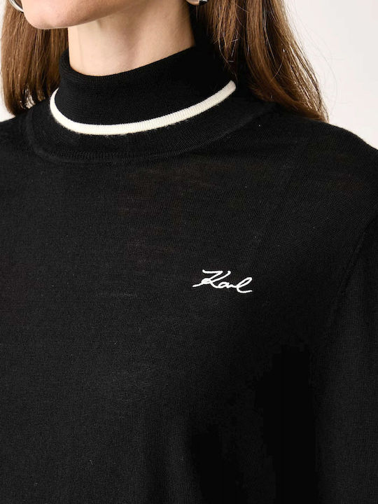 Damen-Rollkragenpullover Schwarz