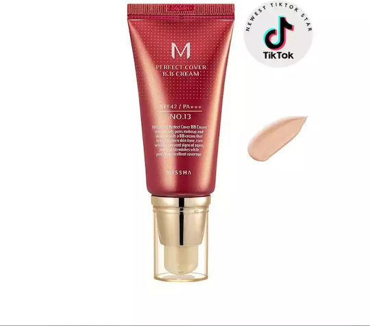 Missha Perfect Cover BB 13 Bright Beige 24ωρη Κρέμα Προσώπου Ημέρας με SPF42 για Ενυδάτωση, Αντιγήρανση & Ατέλειες με Υαλουρονικό Οξύ & Κολλαγόνο 50ml
