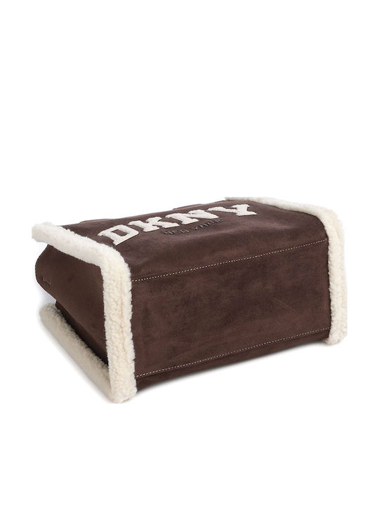 Damen-Tote aus Fellimitat Suede Coffee Bean