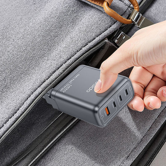 Yesido GaN-Ladegerät Ohne Kabel mit USB-A-Anschluss und 3 USB-C-Anschlüssen 140 W Power Delivery Schwarz (YC143)