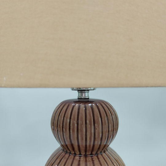 InTheBox Soma Ceramic Table Lamp for E27 LED Bulb with Beige Shade and Brown Base