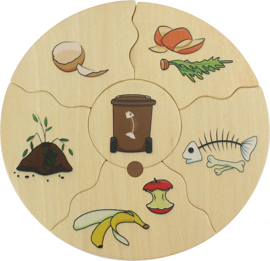 Puzzle din Lemn pentru Copii Humanico Sortarea Deșeurilor 30 de Piese Beleduc
