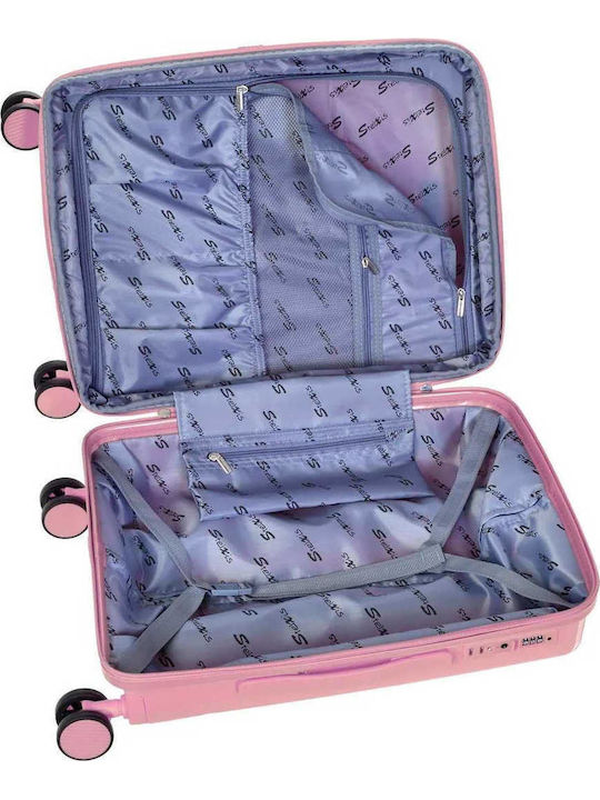 Stelxis Large The Mars Collection Valiză Mare de Călătorie, Rigidă, Roz, cu 4 Roți, Înălțime 75 cm