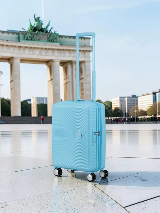 American Tourister Soundbox Твърд Светлосин Куфар за Ръчен Багаж с Височина 55 см