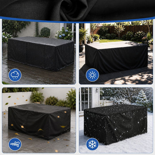 Husă de Protecție Impermeabilă pentru Set de Mobilier de Exterior 205x160x70cm în Culoare Neagră