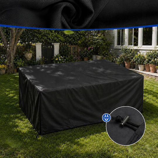 Husă de Protecție Impermeabilă pentru Set de Mobilier de Exterior 205x160x70cm în Culoare Neagră