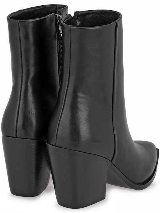 Damen-Cowboystiefeletten mit Hohem Absatz Schwarz