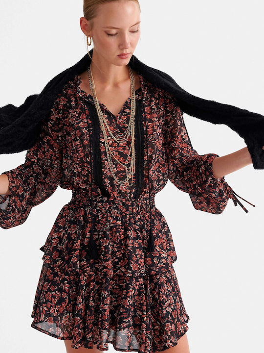 attrattivo Sommerliches Mini-Kleid mit Rüschen Schwarz