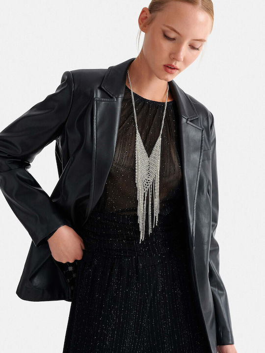 attrattivo Damen-Lederjacke Schwarz