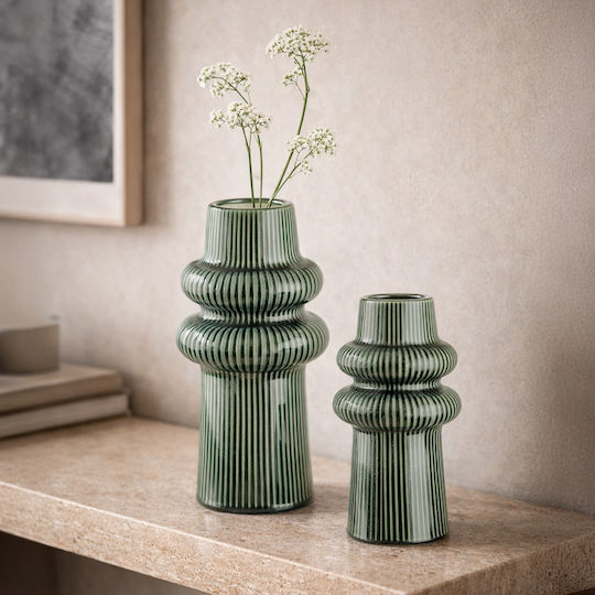 InTheBox Aro Ceramic Vase Green 13.1x13.1xH24.5cm InTheBox Aro Ceramic Vase Green 13.1x13.1xH24.5cm