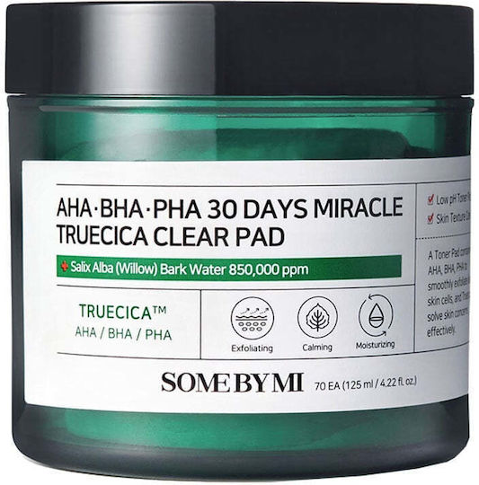 Some By Mi Aha Bha Pha Days Miracle Truecica Pads de Curățare a Feței pentru Controlul Sebumului și Acțiune Calmanta 70 Bucăți