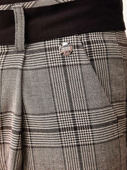 Karierte Damenhose in Braun und Ecru