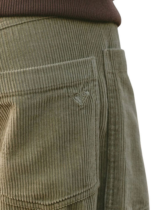 Women's Corduroy Cargo Trousers in a Relaxed Fit Oil Green