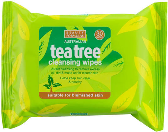 Beauty Formulas Șervețele Demachiante Faciale Tea Tree pentru Controlul Sebumului și Împotriva Imperfecțiunilor 30 Bucăți
