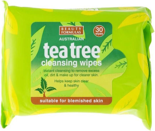 Beauty Formulas Șervețele Demachiante Faciale Tea Tree pentru Controlul Sebumului și Împotriva Imperfecțiunilor 30 Bucăți