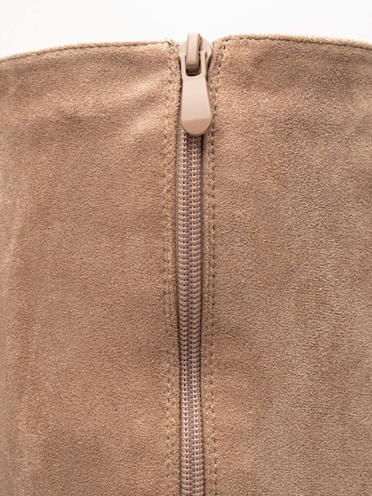 Suede Γυναικείες Μπότες Μπεζ